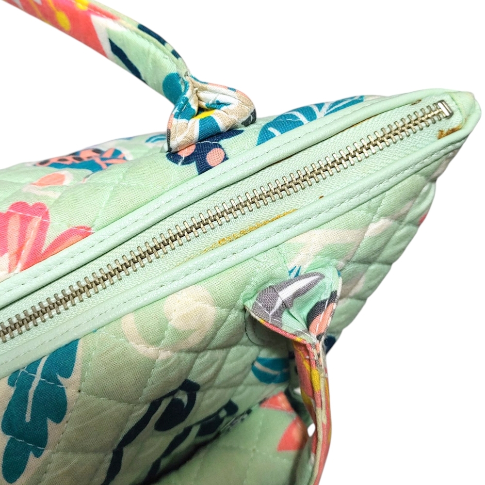 Vera Bradley Carson Mint Green Quilted Floral Medium Tote Bag Handbag Purse - Picture 7 of 10